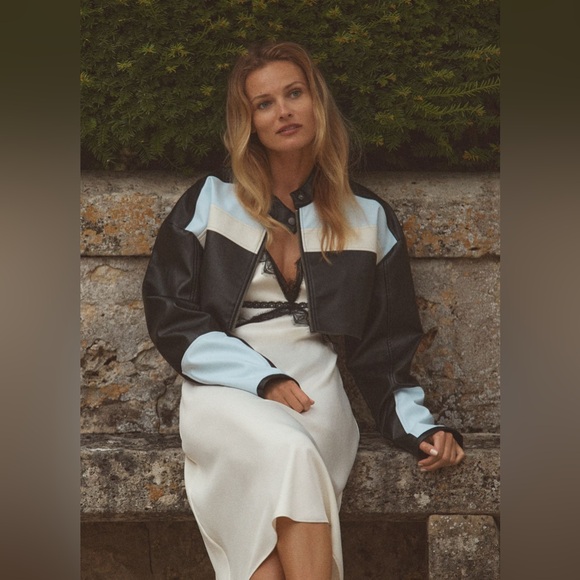 Maeve Cropped Colorblock Biker Jacket - Picture 4 of 6